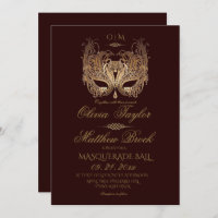 Gold Burgundy Masquerade Wedding