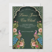 Gold Burgundy Mehendi Henna Indian Wedding Invitat