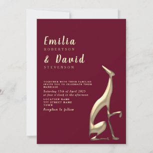 Gold & Burgundy Modern Wedding Invite