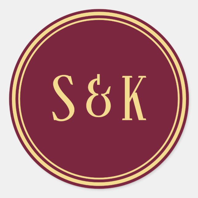 Gold Burgundy Monogram Envelope Seal (Front)