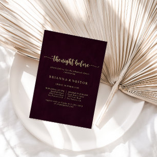 Gold Burgundy Night Before Rehearsal Dinner Invitation