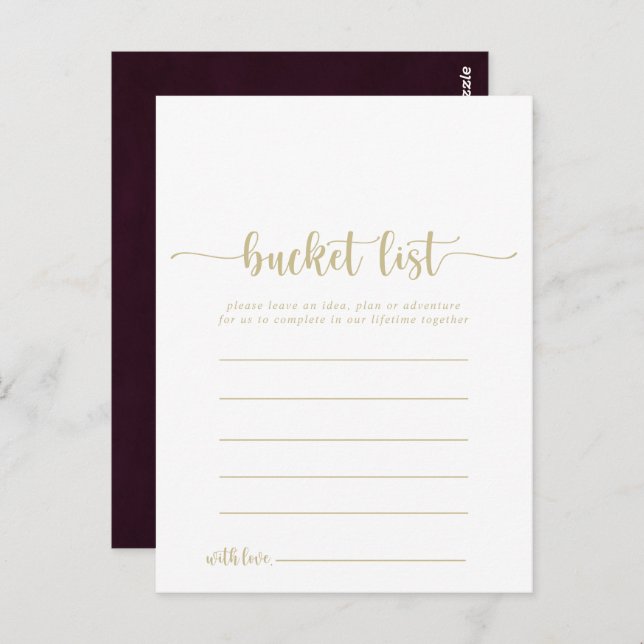 Gold Burgundy Simple Bucket List Cards (Front/Back)