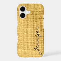 Gold Burlap Rustic Linen Monogram