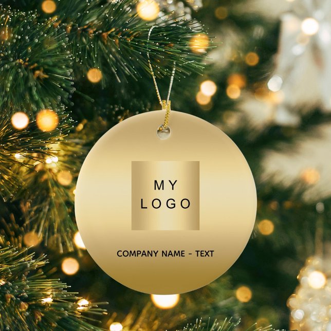 Gold business company logo Christmas Ceramic Tree Decoration (Creator Uploaded)
