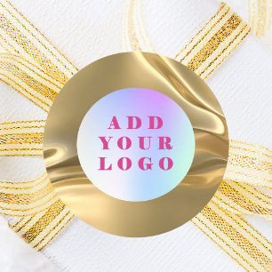 Gold business logo classic round sticker