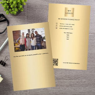 Gold business logo photo qr code flyer