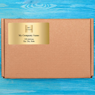 Gold business logo return address shipping