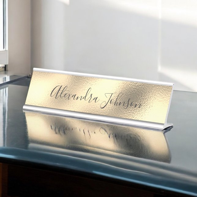 Gold Business Professional Foil Modern Desk Name Plate (Creator Uploaded)