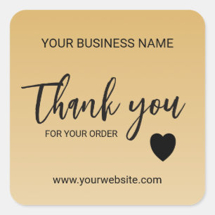 Gold Business Thank You Square Sticker