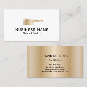Gold Butcher Meat Cleaver Meats & Poultry Market Business Card