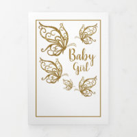 Gold Butterflies, 4 Photo Collage Baby Birth