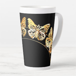Gold Butterflies Latte Mug
