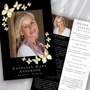 Gold Butterflies Photo Memorial Service Program