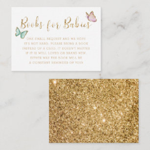 Gold Butterflies TWINS Baby Shower Book Request En Enclosure Card