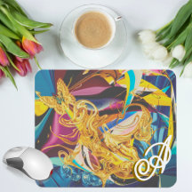 Gold Butterfly Antique Monogram Liquid Abstract