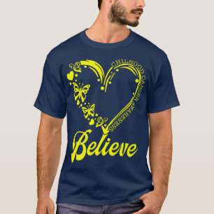 Gold Butterfly Believe Childhood Cancer Awareness T-Shirt