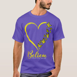 Gold Butterfly Believe Childhood Cancer Awareness  T-Shirt