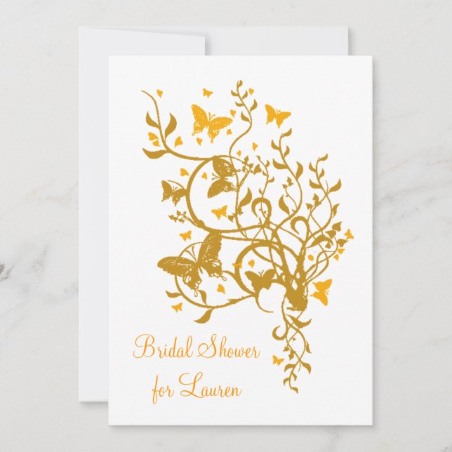 Gold Butterfly Bridal Shower Invitation (Front)