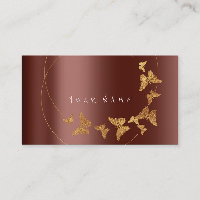 Gold Butterfly Brown Influencer BLOGGER WRITERÙ Business Card (Front)