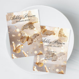 Gold Butterfly Handmade Jewellery Earring Display Business Card