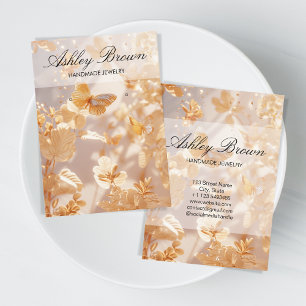 Gold Butterfly Handmade Jewellery Earring Display Business Card