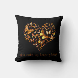 Gold Butterfly Heart Cushion