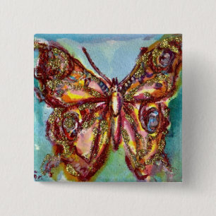 GOLD BUTTERFLY IN BLUE 15 CM SQUARE BADGE