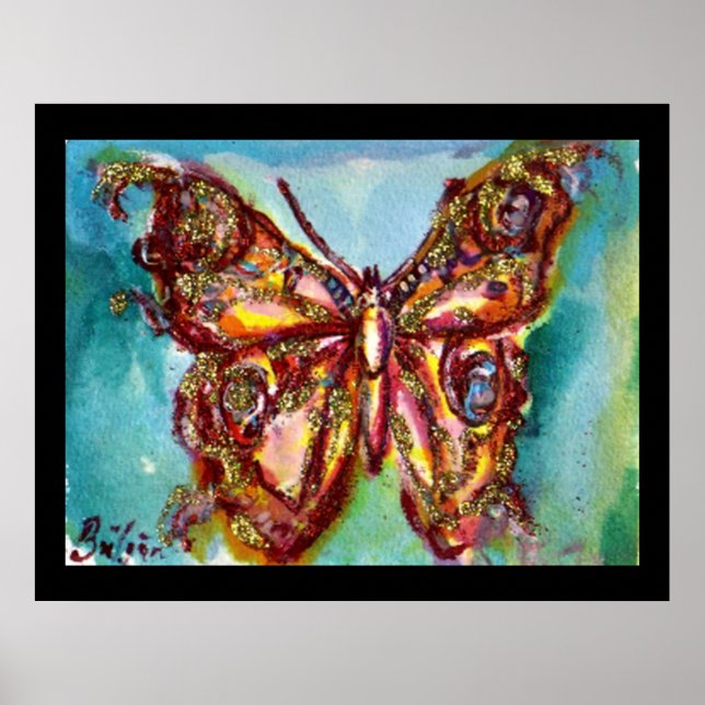 GOLD BUTTERFLY IN BLUE POSTER (Front)