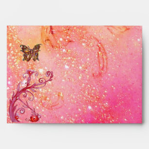 GOLD BUTTERFLY IN SPARKLES 2 pink red Envelopes