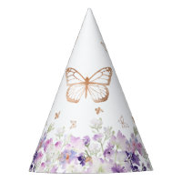 Gold butterfly purple floral birthday