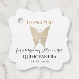 Gold Butterfly Quinceañera Favour Tags