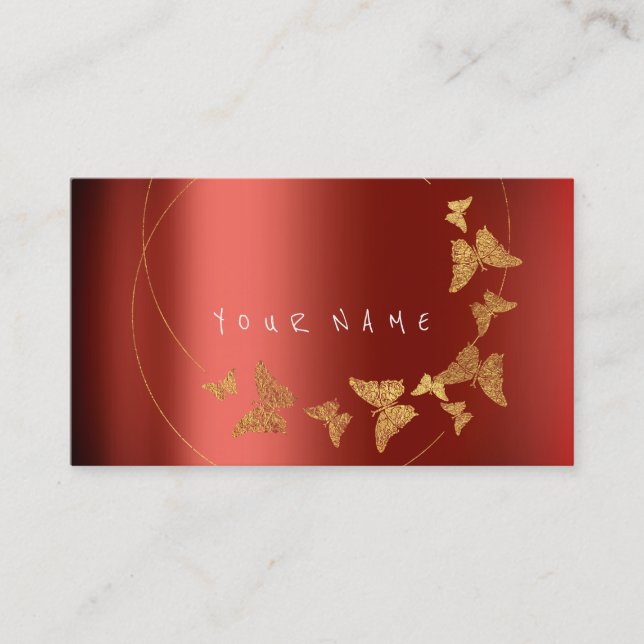 Gold Butterfly Red Influencer BLOGGER WRITER Business Card (Front)