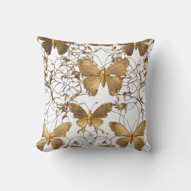 Gold Butterfly Throw Pillow (Front)