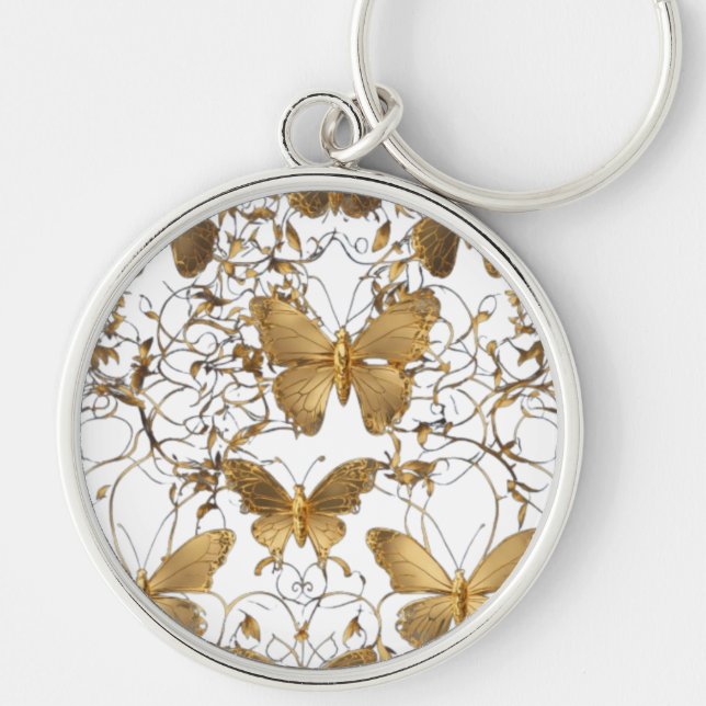 Gold Butterfly Throw Pillow: Key Ring (Front)
