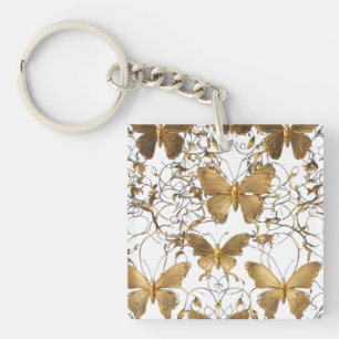 Gold Butterfly Throw Pillow: Key Ring