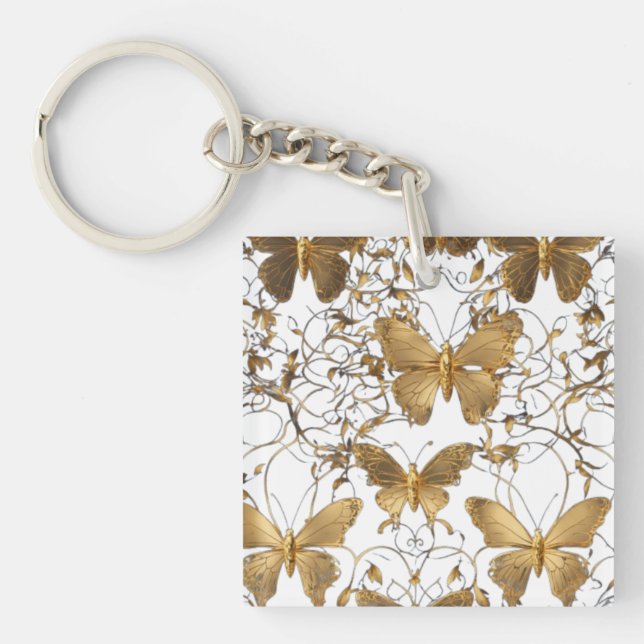 Gold Butterfly Throw Pillow: Key Ring (Front)