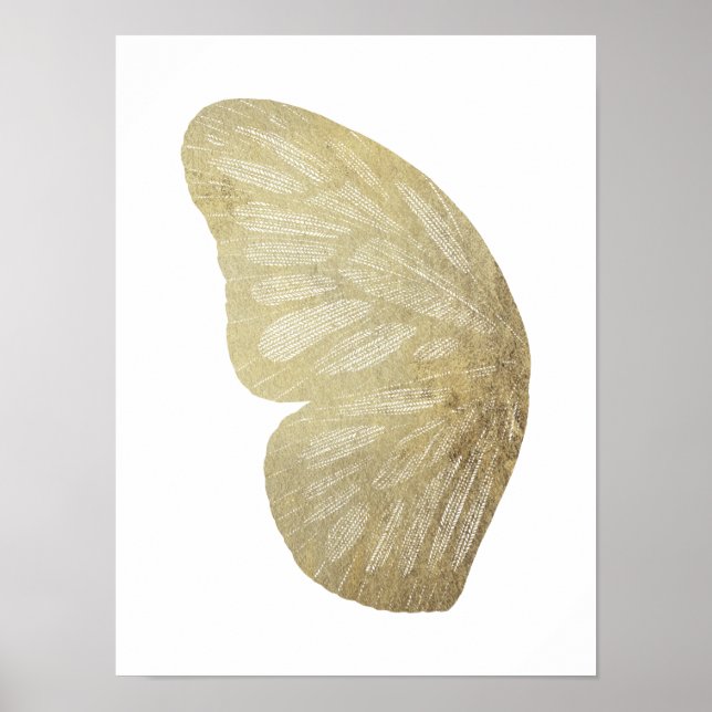Gold Butterfly Wing Illustration Poster (Front)
