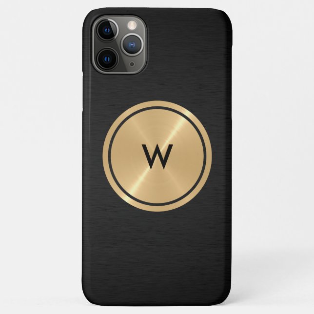 Gold Button and Black Stainless Steel Metal Case-Mate iPhone Case (Back)