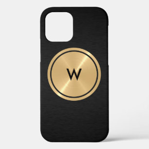 Gold Button and Black Stainless Steel Metal iPhone 12 Pro Case