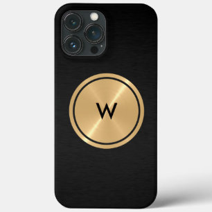 Gold Button and Black Stainless Steel Metal iPhone 13 Pro Max Case