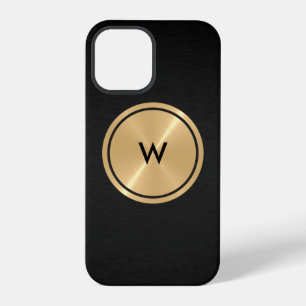 Gold Button and Black Stainless Steel Metal iPhone 12 Pro Case