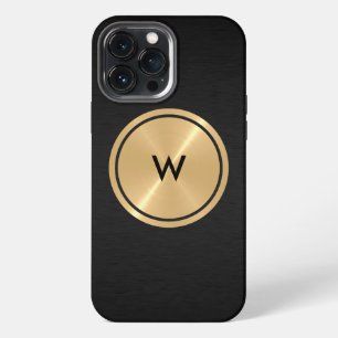 Gold Button and Black Stainless Steel Metal iPhone 13 Pro Max Case
