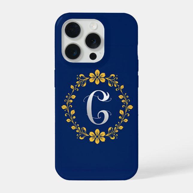 Gold C Monogram Minimal Luxury Initial Clean iPhone Case (Back)