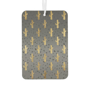 Gold Cactus on Modern Chic Geo Triangles Gradient Car Air Freshener