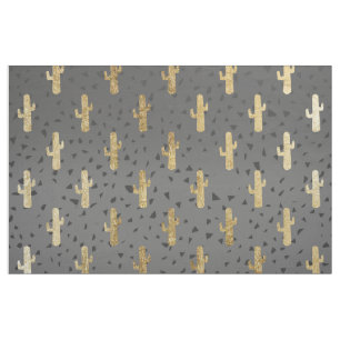 Gold Cactus on Modern Chic Geo Triangles Gradient Fabric