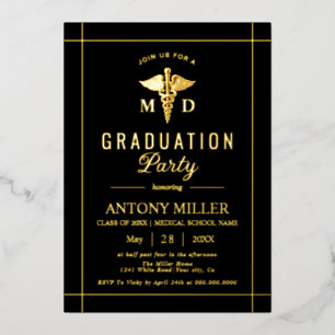 Gold caduceus Class Of 2025 black graduation