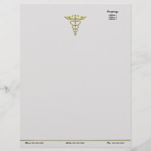 Gold Caduceus Custom Letterhead