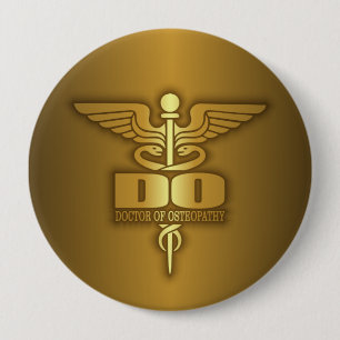 Gold Caduceus (DO) 10 Cm Round Badge