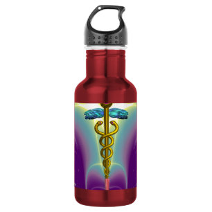 GOLD CADUCEUS MEDICAL SYMBOL 532 ML WATER BOTTLE