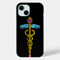 GOLD CADUCEUS MEDICAL SYMBOL ,Black